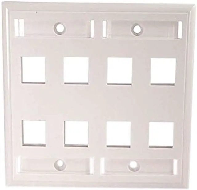 Main image of C2G/Cables To Go 03415 8-Port Double Gang Multimedia Keystone Wall Plate, White