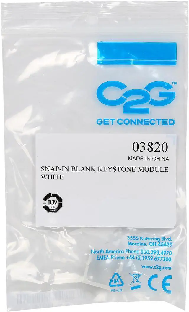 Alt view image 4 of 4 - C2G/Cables To Go 03820 Snap-In Blank Keystone Insert Module
