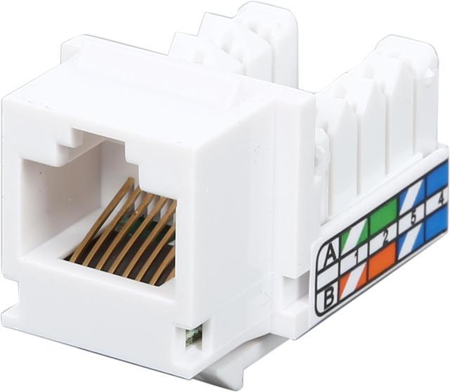 Keystone connector 8p8c, unshielded, cat. 5e, 90°, white