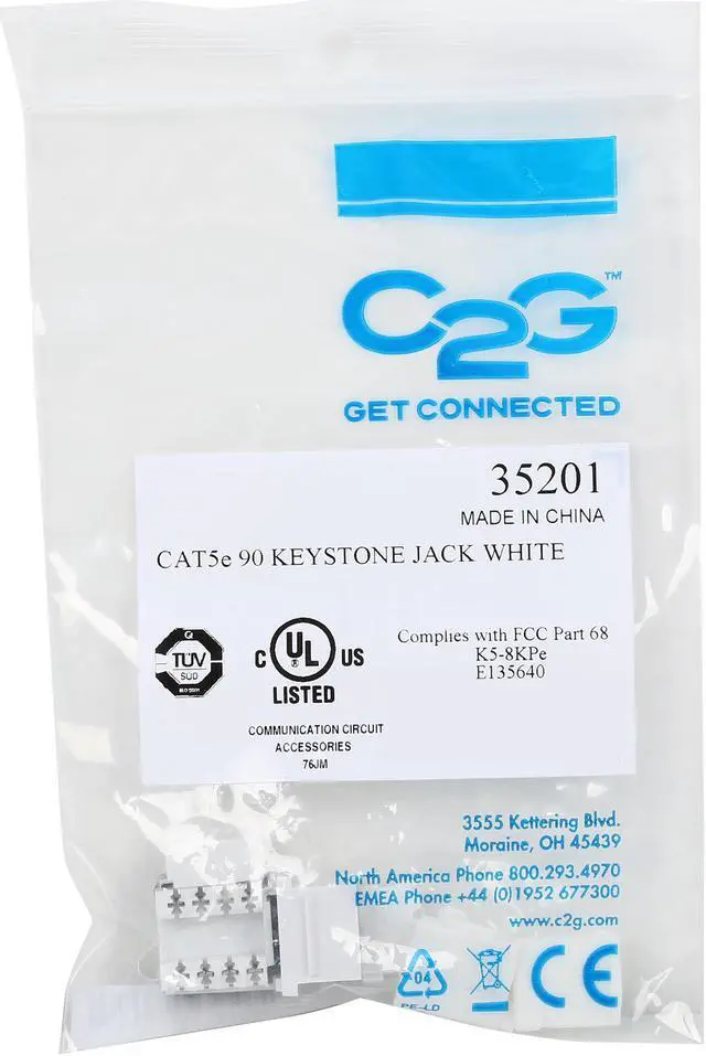 Alt view image 6 of 6 - C2G/Cables To Go 35201 Cat5E 90 Degree RJ45 Keystone Jack