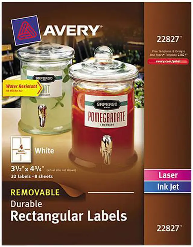 Main image of Avery Printable Blank Rectangle Labels, 3.5" x 4.75", White, 32 Customizable Labels (22827)