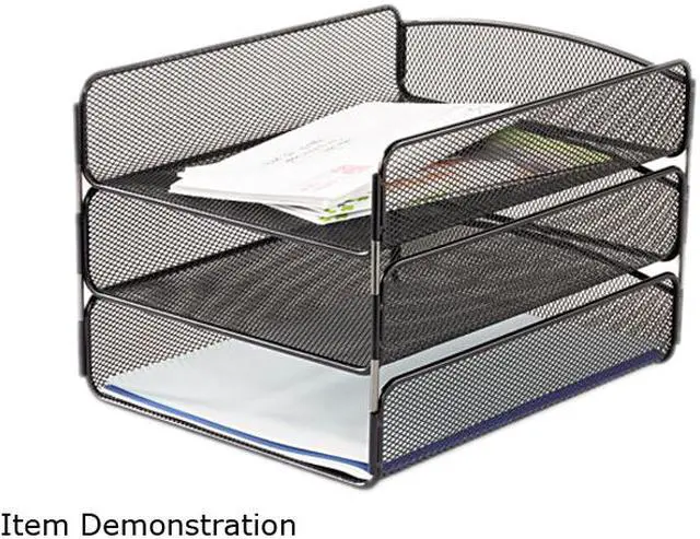 Main image of Safco Desk Tray Three Tiers Steel Mesh Letter Black 3271BL