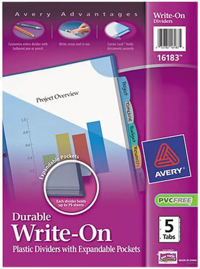 Main image of Write & Erase Big Tab Plastic Dividers 5-Tab Letter