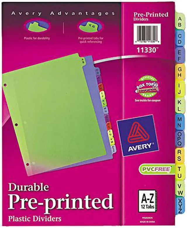 Main image of Avery Preprinted Plastic Tab Dividers 12-Tab Letter 11330
