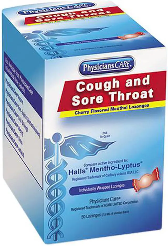 Main image of Cough And Sore Throat, Cherry Menthol Lozenges, 50 Individually Wrappe