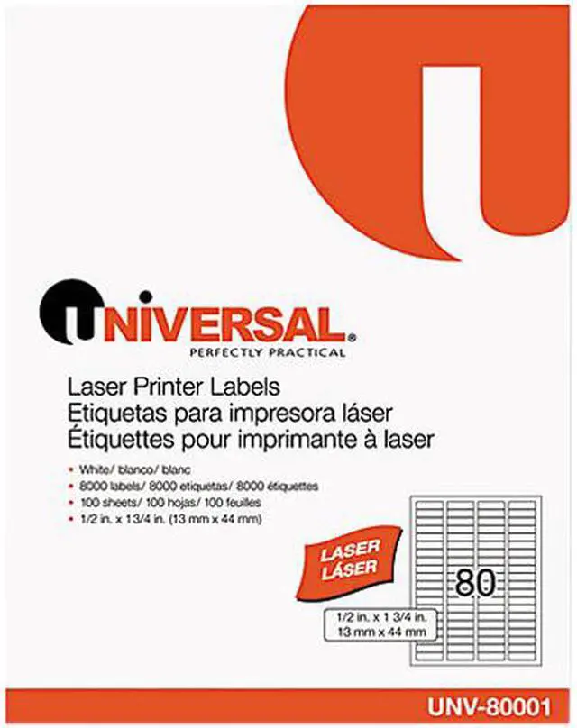 Main image of Laser Printer Permanent Labels, 1/2 X 1-3/4, White, 8000/Box