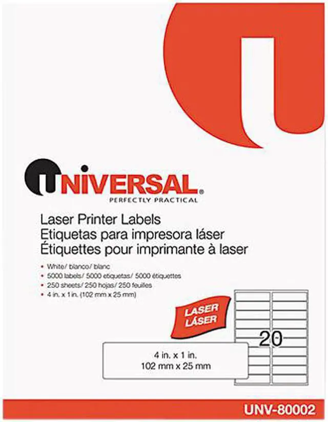 Main image of Laser Printer Permanent Labels, 1 X 4, White, 5000/Box