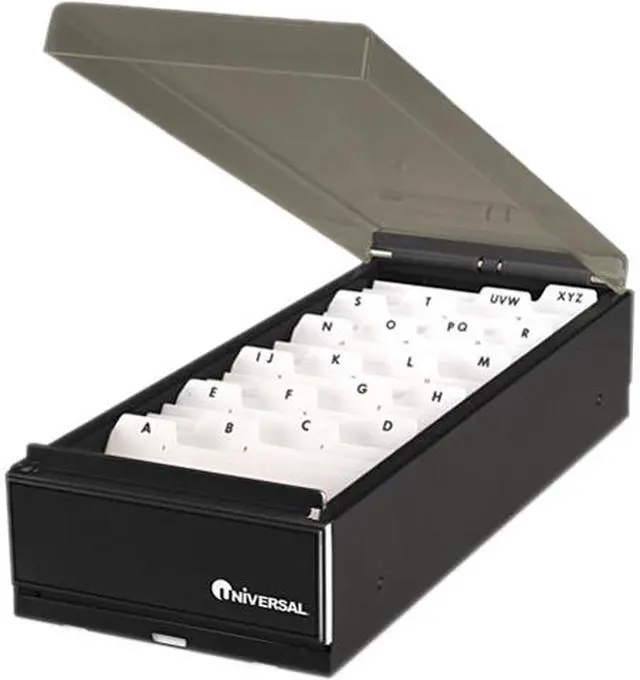 Main image of Business Card File, Metal/Plastic, 4 1/4 X 8 1/4 X 2 1/2, Black/Smoke