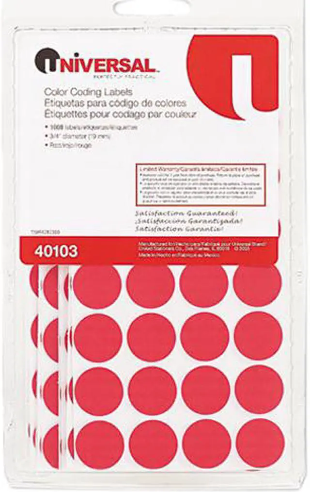 Main image of Permanent Self-Adhesive Color-Coding Labels, 3/4In Dia, Red, 1008/Pack