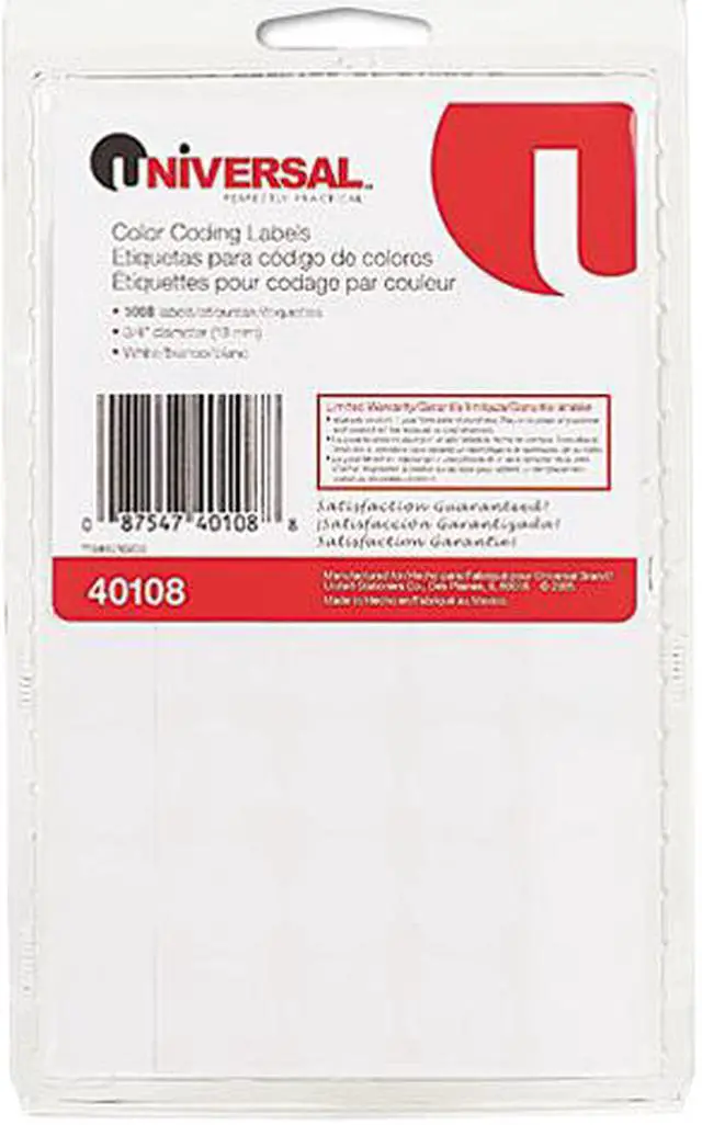 Main image of Permanent Self-Adhesive Color-Coding Labels, 3/4In Dia, White, 1008/Pa