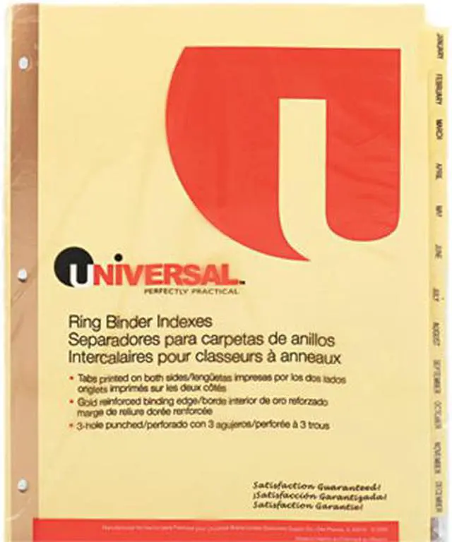 Main image of Universal Plastic-Coated Tab Dividers 12 Month Tabs Letter Buff 12 per Set (AZRUNV20814)