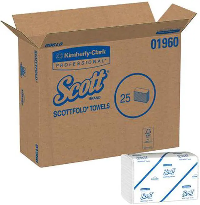 Alt view image 5 of 5 - SCOTTFOLD Paper Towels 7 4/5 x 12 2/5 White 175 Towels/Pack 25 Packs/Carton 01960