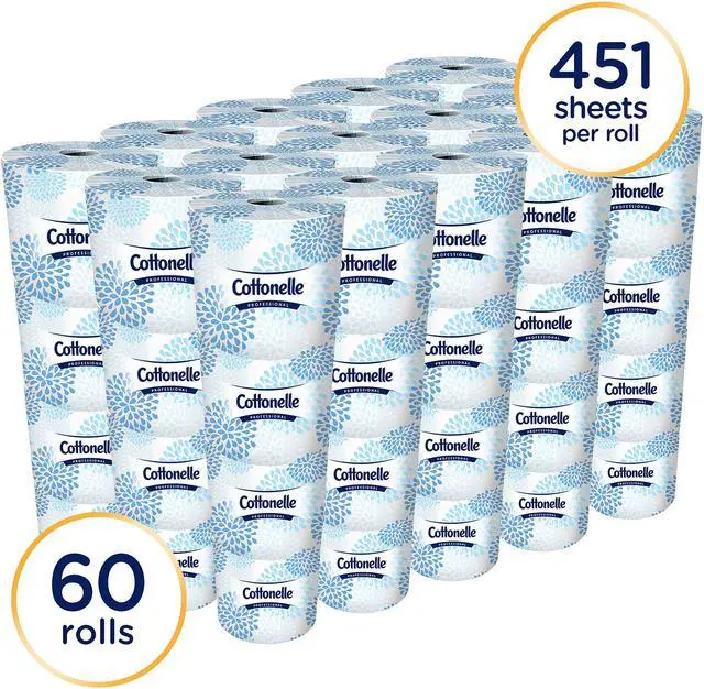 Alt view image 2 of 5 - Cottonelle Professional Bulk Toilet Paper for Business (17713), Standard Toilet Paper Rolls, 2-PLY, White, 60 Rolls / Case, 451 Sheets / Roll