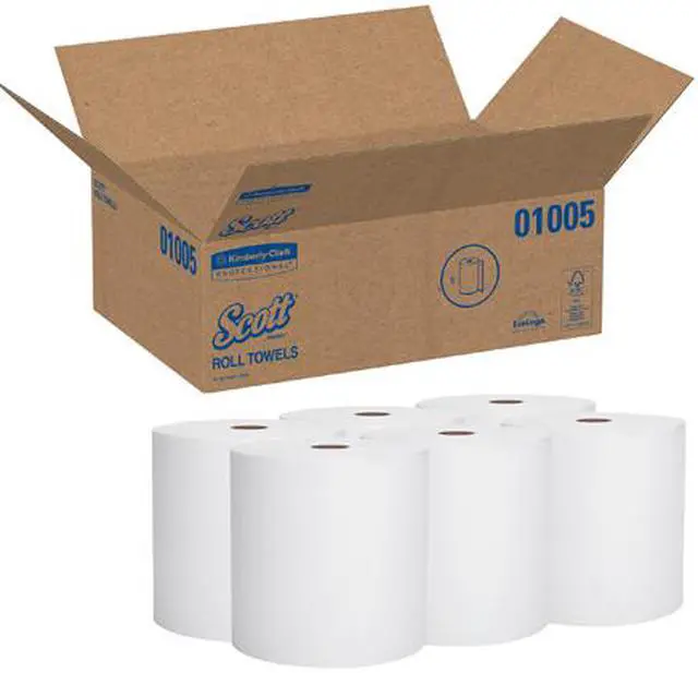 Alt view image 4 of 4 - Scott Essential High Capacity Hard Roll Paper Towels (01005), White, 1000' / Roll, 6 Paper Towel Rolls / Convenience Case
