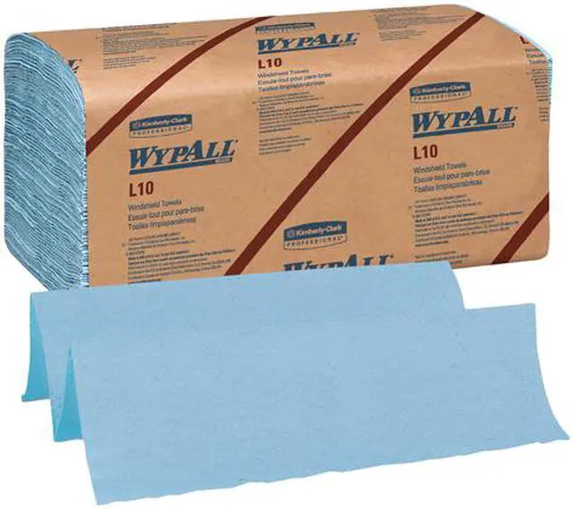 Alt view image 2 of 5 - WypAll L10 Disposable Towels (05123), Windshield Wipe, 1-PLY, Banded, Blue, 12 Packs / Case, 200 Wipes / Pack, 2,400 Sheets / Case