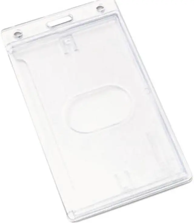 Main image of Frosted Rigid Badge Holder, 3 3/8 X 2 1/8, Clear, Vertical, 25/Bx