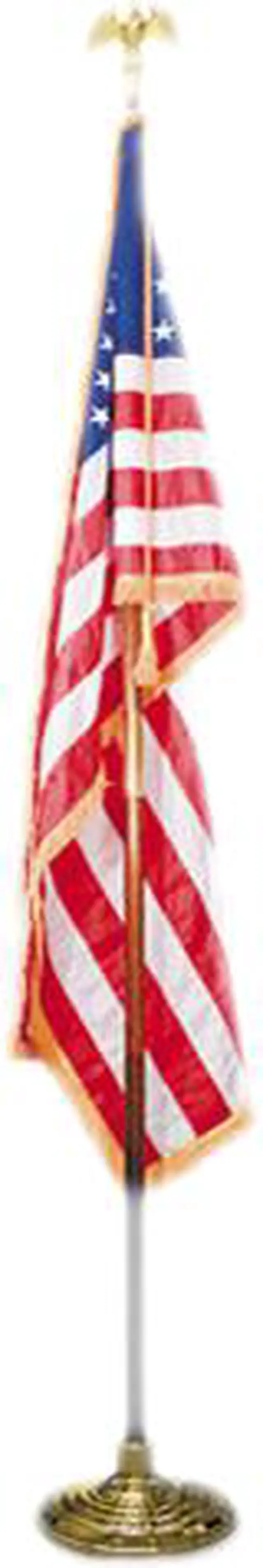 Main image of Deluxe 3 Ft X 5 Ft U.s. Flag, 8 Ft Oak Staff, 2" Gold Fringe, 7" Goldtone Eagle