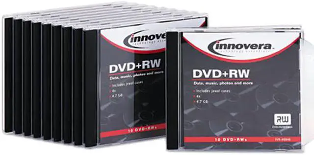 Main image of Dvd+Rw Discs, 4.7Gb, 4X, W/Slim Jewel Cases, Silver, 10/Pack