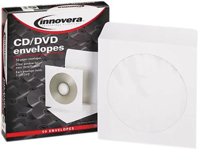 Main image of Innovera Cd/Dvd Envelopes, Clear Window, White, 50/Pack 39403