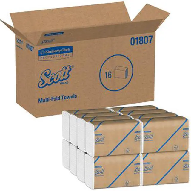 Alt view image 5 of 5 - Scott Multi-Fold Paper Towels 9 1/5 x 9 2/5 250/Pack 16 Packs/Carton 01807
