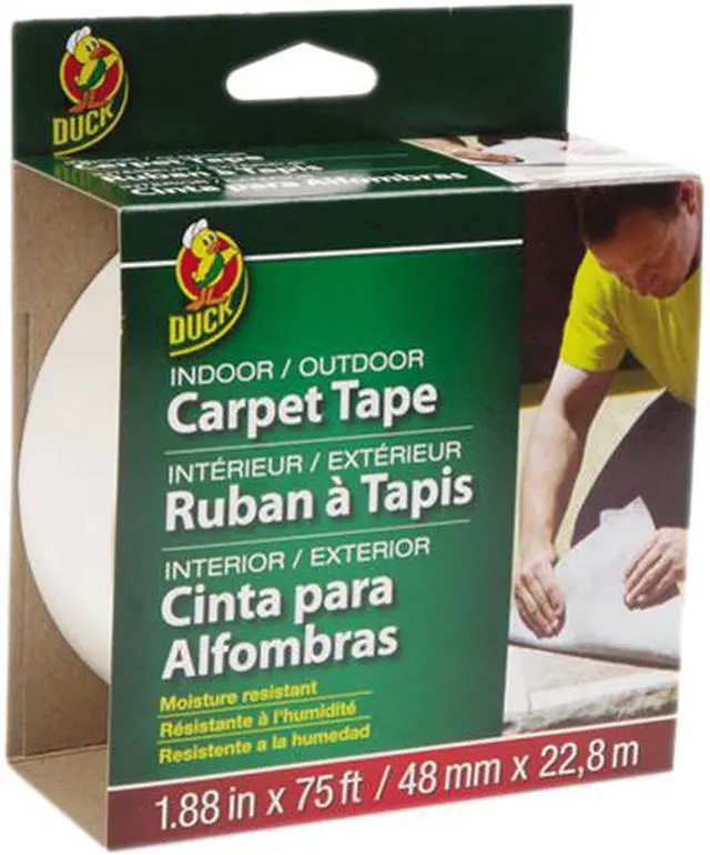 Main image of Duck Brand Indoor/Outdoor Fiberglass Double-Sided Carpet Tape: 1.88 in. x 75 ft. (White)