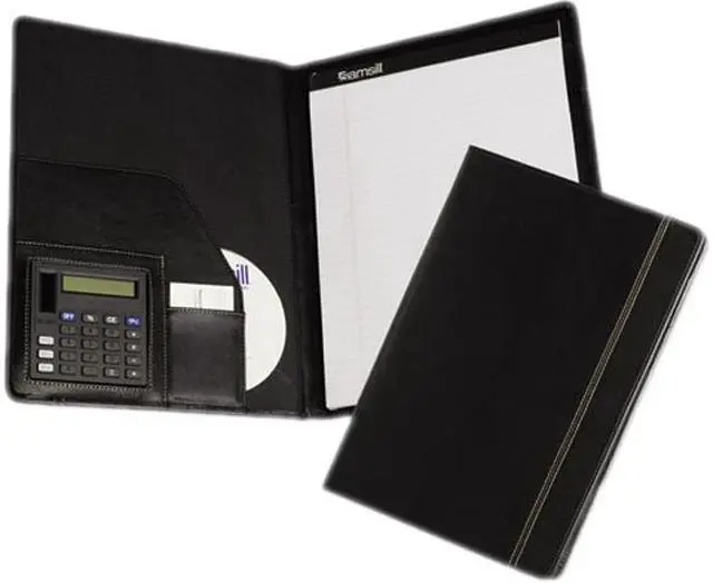 Main image of Pad Holder W/Calculator, Leather-Look/Faux Reptile Trim, Writing Pad,