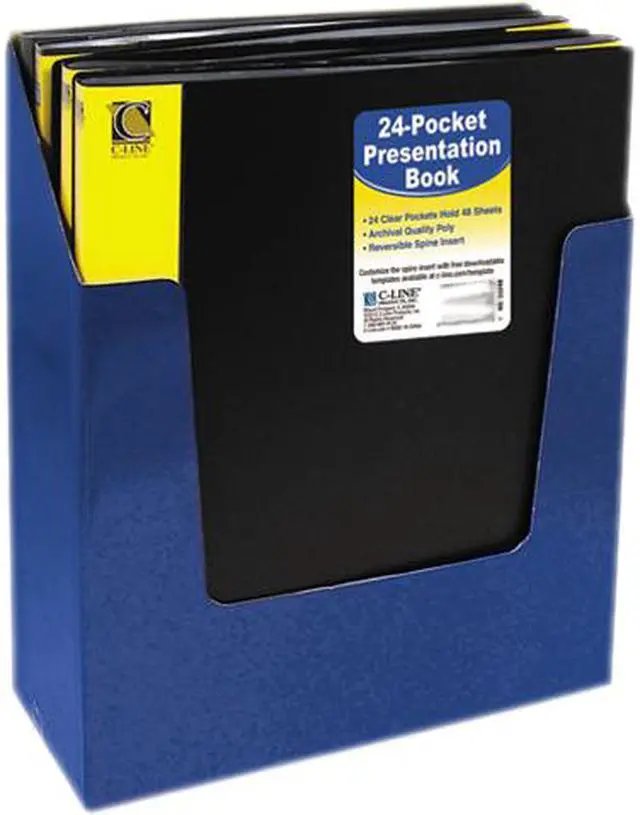 Main image of C-line 33240 Bound Sheet Protector Presentation Book, 24 Sleeves, 11 x 8-1/2, Black