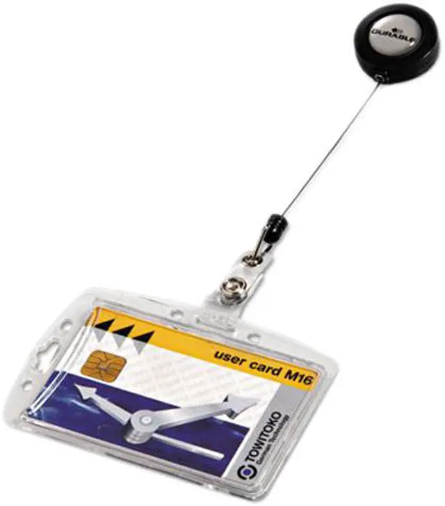 Main image of Shell-Style Id Card Holder, Vertical/Horizontal, With Reel, Clear, 10/