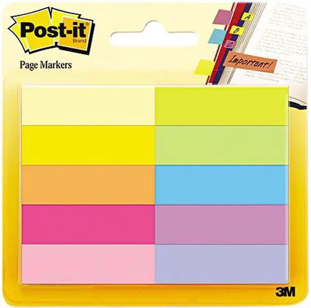 Main image of Post-it Page Flag Markers Assorted Bright Colors 50 Sheets/Pad 10 Pads/Pack