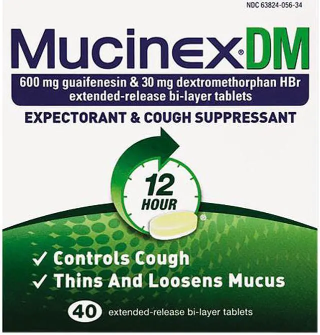 Main image of Mucinex DM Expectorant and Cough Suppressant, 600mg, Extended-Release Bi-Layer - 40 Tablets
