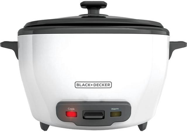 Black & Decker 6-Cup Rice Cooker with Steaming Basket, White/Black