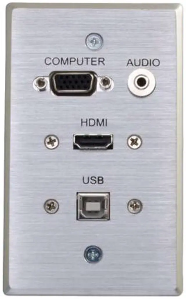 Alt view image 4 of 5 - HDMI, VGA, 3.5MM AUDIO AND USB PASS THROUGH SINGLE GANG WALL PLATE - ALUMINUM