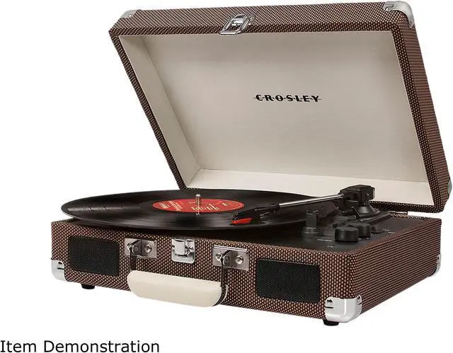 Alt view image 2 of 5 - Crosley Cruiser Deluxe Portable 3 Speed Bluetooth Turntable, Tweed