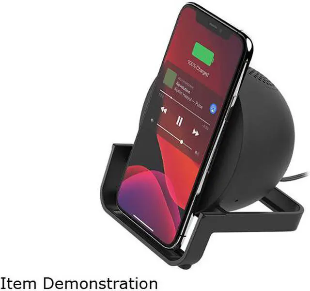 Alt view image 4 of 9 - Belkin Wireless Charging Speaker (Wireless Charging Stand + Bluetooth Speaker) Charge While Taking Video Calls, Streaming Videos, Listening to Music (AUF001TTBK)