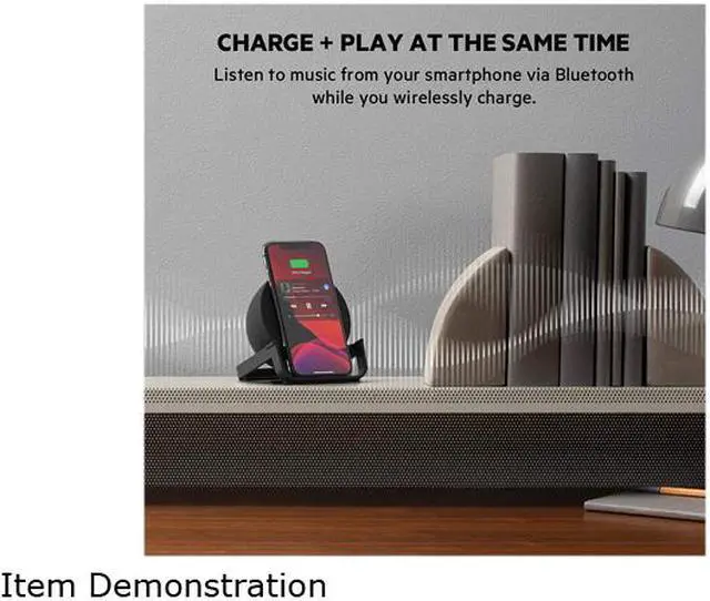 Alt view image 7 of 9 - Belkin Wireless Charging Speaker (Wireless Charging Stand + Bluetooth Speaker) Charge While Taking Video Calls, Streaming Videos, Listening to Music (AUF001TTBK)