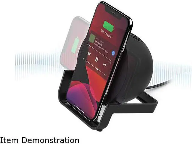 Alt view image 5 of 9 - Belkin Wireless Charging Speaker (Wireless Charging Stand + Bluetooth Speaker) Charge While Taking Video Calls, Streaming Videos, Listening to Music (AUF001TTBK)