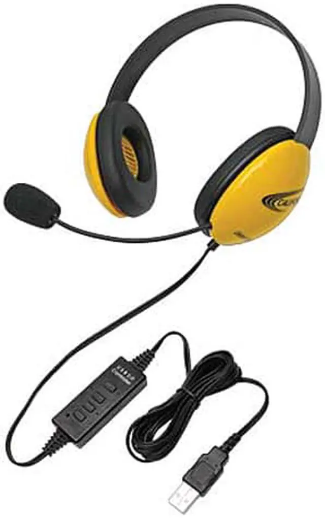 Main image of Califone Yellow Stereo Headset w/ Mic, USB Connector Via Ergoguys