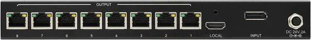 Alt view image 2 of 7 - 8-Port DisplayPort to HDMI over Cat6 Splitter/Extender, Transmitter for Video/Audio, PoC, 4K @ 60 Hz, 125 ft. (38.1 m), TAA