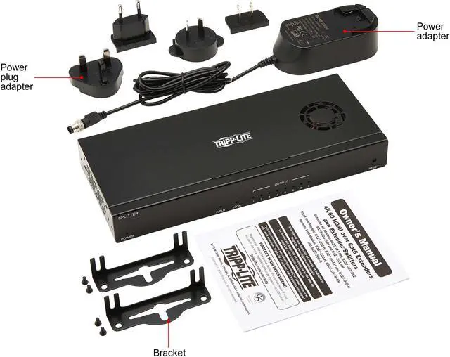 Alt view image 7 of 7 - 8-Port DisplayPort to HDMI over Cat6 Splitter/Extender, Transmitter for Video/Audio, PoC, 4K @ 60 Hz, 125 ft. (38.1 m), TAA