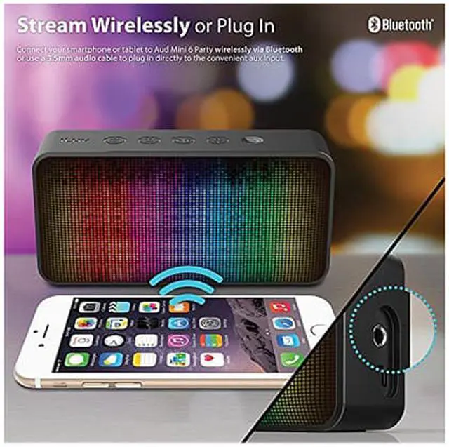 Alt view image 5 of 6 - iLuv Aud Mini 6 Party (Color Changing LED Equalizer Portable Bluetooth Speaker) for Apple iPhone and Samsung