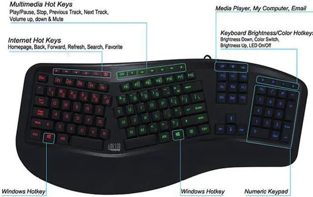 Alt view image 8 of 9 - ERGONOMIC ILLUMINATED KEYBOARD