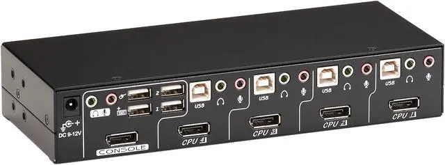 Alt view image 3 of 3 - Black Box KV9704A DT Series DT KVM Switch DisplayPort with USB and Audio - 4-Port