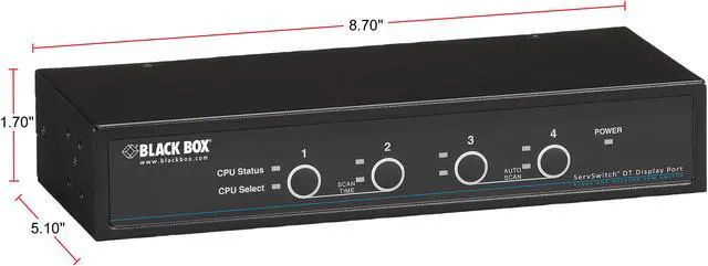 Alt view image 2 of 3 - Black Box KV9704A DT Series DT KVM Switch DisplayPort with USB and Audio - 4-Port