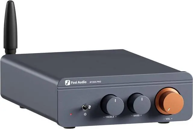 Main image of Fosi Audio BT20A Pro Bluetooth 5.0 Amplifier, 300W x2 Wireless Amp, TPA3255 2 Channel Mini Class D Integrated Home Audio Outdoor Stereo Receiver with Bass Treble Control for Passive Speakers