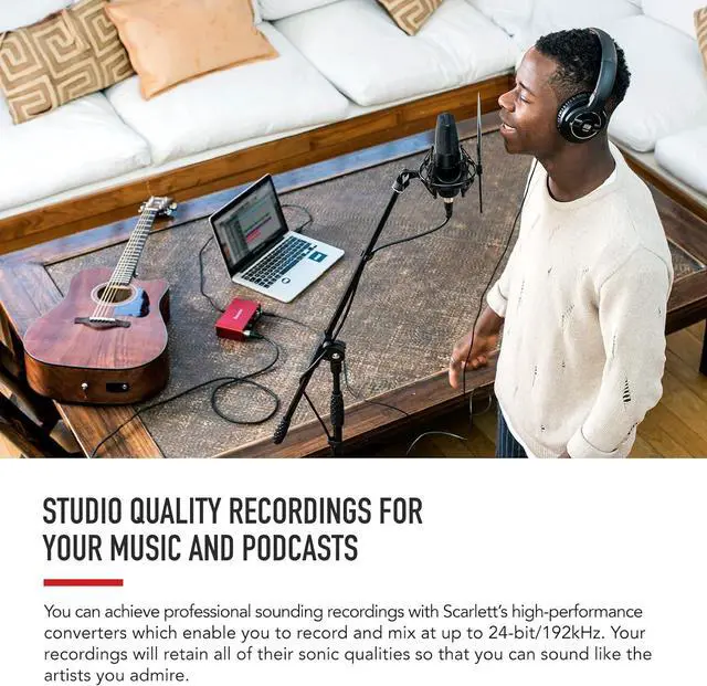 Alt view image 5 of 11 - Focusrite Scarlett Solo 3rd Gen USB Audio Interface for Guitarists, Vocalists, Podcasters or Producers to record and playback studio quality sound, Black/Red