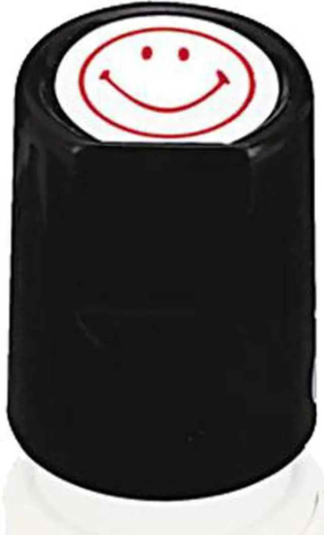 Main image of Universal Round Message Stamp, SMILEY FACE, Pre-Inked/Re-Inkable, Red