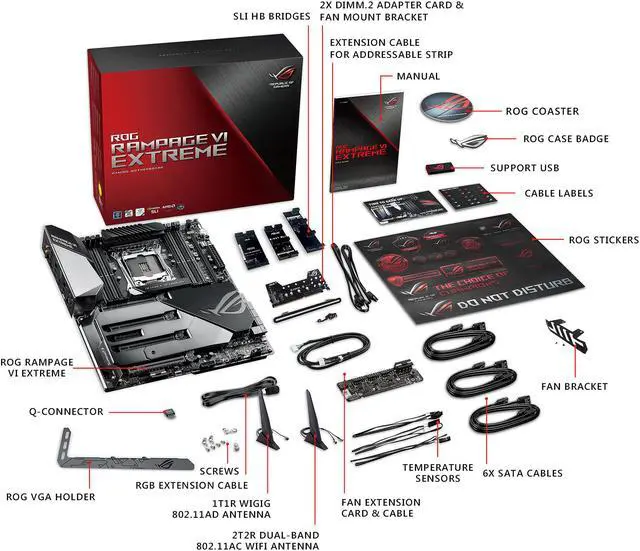 Alt view image 10 of 11 - ASUS ROG RAMPAGE VI EXTREME LGA 2066 Intel X299 SATA 6Gb/s USB 3.1 Extended ATX Intel Motherboard