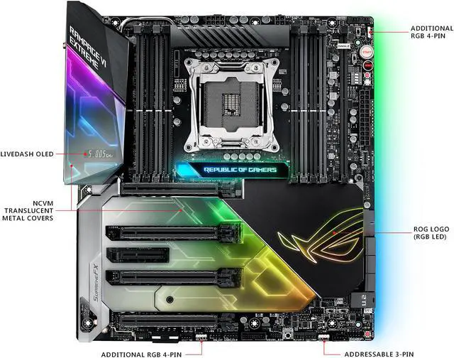 Alt view image 5 of 11 - ASUS ROG RAMPAGE VI EXTREME LGA 2066 Intel X299 SATA 6Gb/s USB 3.1 Extended ATX Intel Motherboard