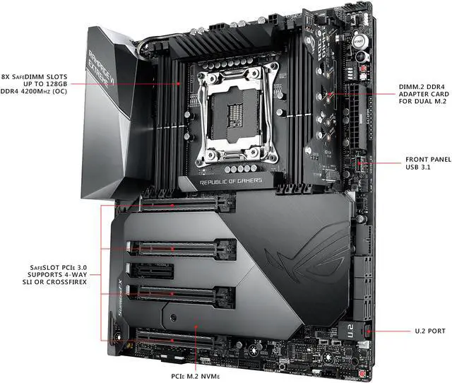 Alt view image 7 of 11 - ASUS ROG RAMPAGE VI EXTREME LGA 2066 Intel X299 SATA 6Gb/s USB 3.1 Extended ATX Intel Motherboard