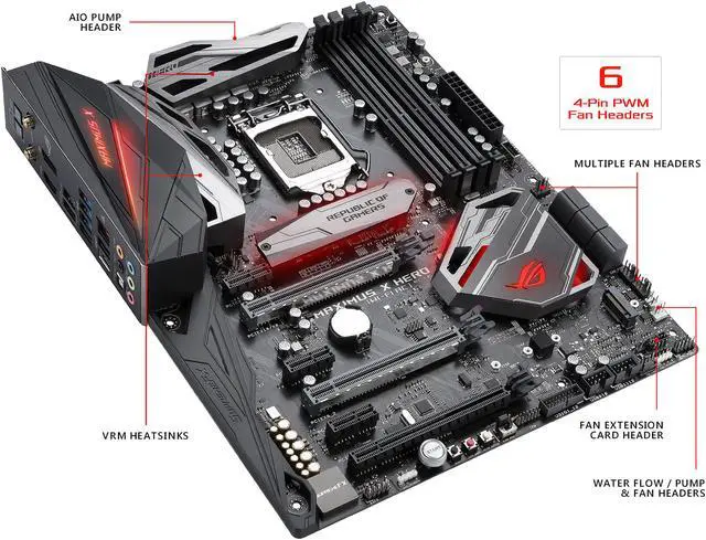 Alt view image 6 of 9 - ASUS ROG Maximus X Hero (Wi-Fi AC) LGA 1151 (300 Series) Intel Z370 ATX Intel Motherboard